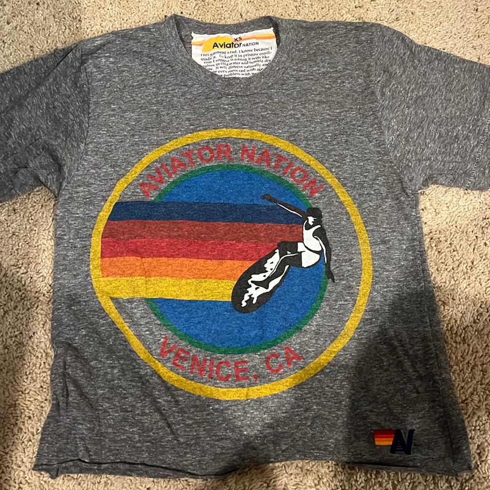 Aviator Nation Heather Gray Tee Shirt UNWORN